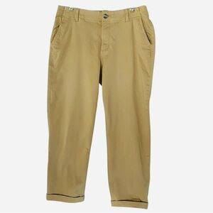 GAP Women's Tan Cropped Khakis Stretch Waistband Cuffed Size 10